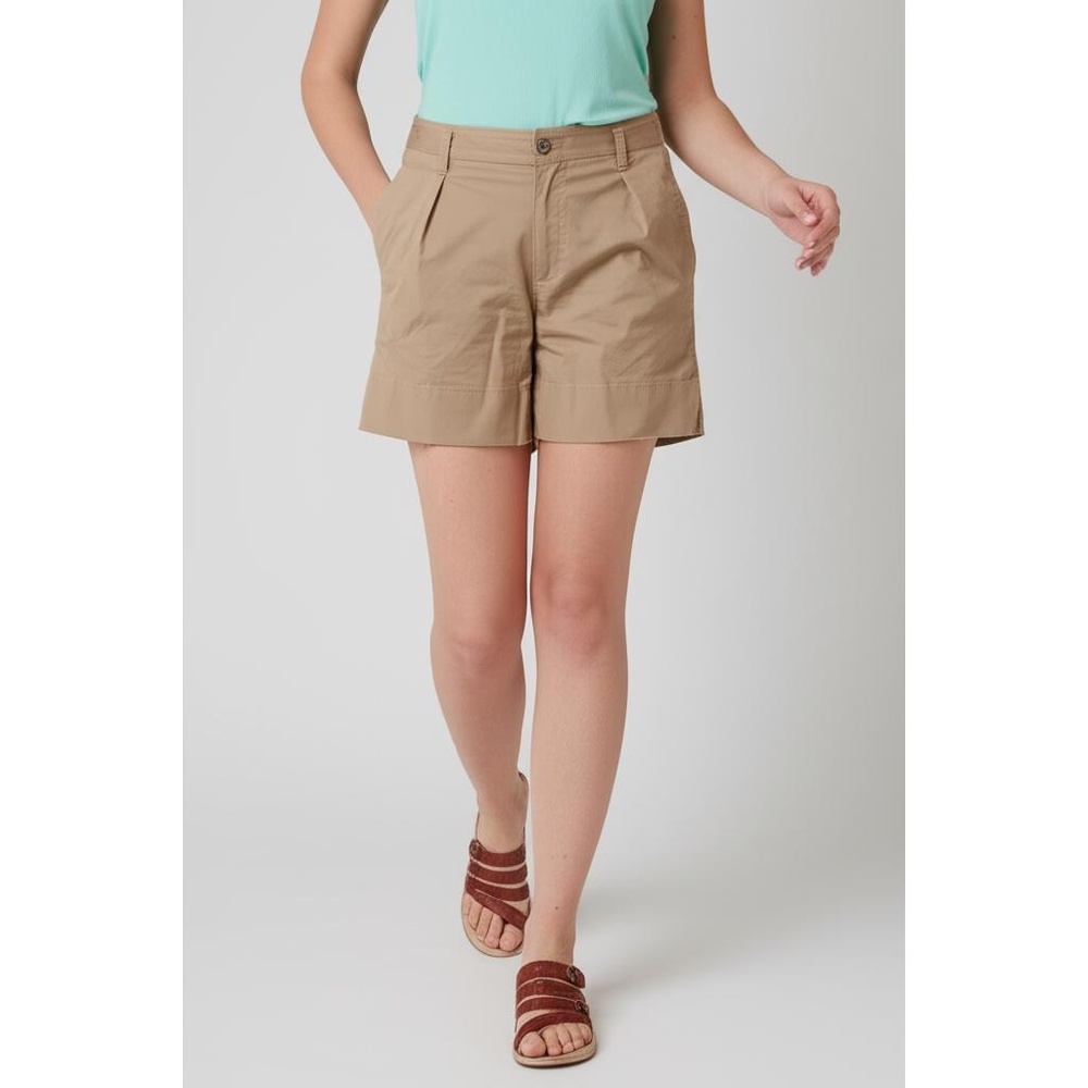 Banana Republic Shorts Womens Size 6L Khaki Chino Pleated Flat Front Stretch Cas